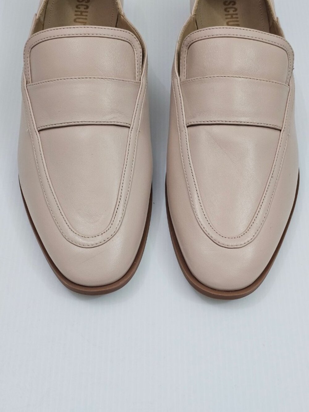 Schutz Maurice Penny Loafer Flats Womens 10 Beige Nappa Leather Minimalist NEW - Picture 5 of 14